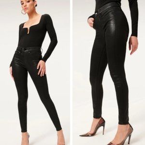 Good American Wax Coated Good Legs Jeans Black 10/30